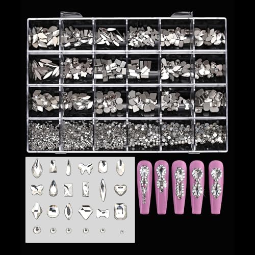 24 Gitter Flache Rückseite Nagel Strass Nail Art Charms Mix Nail Art Strass Nail Art Dekoration für Frauen Mädchen 24 Gitter Flache Rückseite Nagel Strass Nail Art Charms Mix Nail Art Strass Nail Art Dekoration für Frauen Mädchen von Fpbiagoq