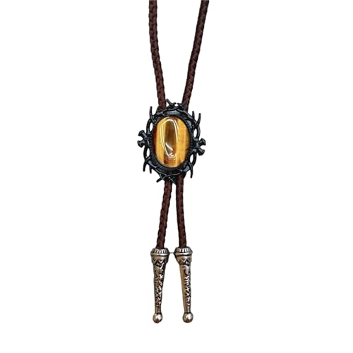 [Fpbiagoq] Boloti-Halskette aus Kunstleder, schwarzer Rahmen, Stein-Anhänger, Western-Stil, verstellbare Länge von Fpbiagoq