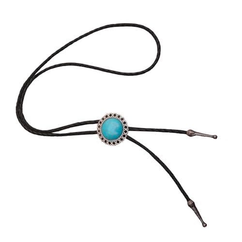 [Fpbiagoq] Herren Boloti Western-Metall-Blumenverzierung Steinanhänger Hemdkette Halsband Krawatte Kunstleder Seil Schmuck Halskette Mode Halsbekleidung von Fpbiagoq
