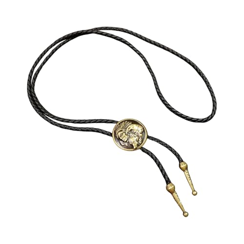 [Fpbiagoq] Herren Metall Badge Anhänger Bolo Ti Rodeo Kostüm Accessoires Western Lederschnur Hals Verstellbare Halskette Cowboy Hemd Krawatte von Fpbiagoq
