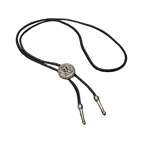 [Fpbiagoq] Herren Metall Badge Anhänger Bolo Ti Rodeo Kostüm Accessoires Western Lederschnur Hals Verstellbare Halskette Cowboy Hemd Krawatte von Fpbiagoq