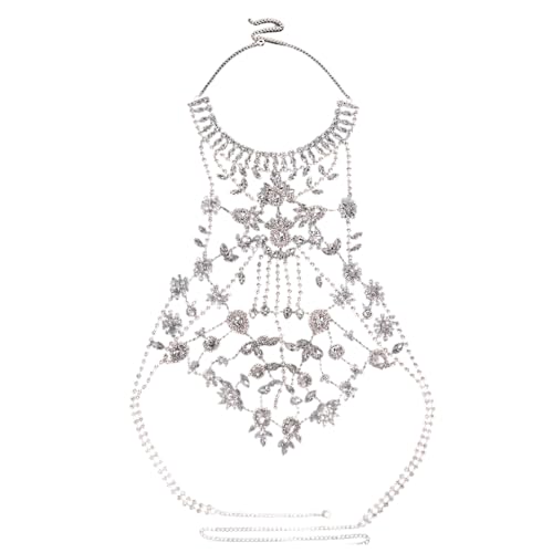 [Fpbiagoq] Luxuriöse, mehrlagige Halskette, berühmte Körperkette, Halskette für Damen, Strass, Körperkette, Brustschmuck von Fpbiagoq