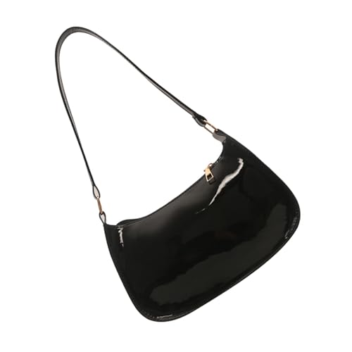 Fpbiagoq Retro PU Leder Umhängetasche für Frauen Elegante Unterarmtasche Satchel Geldbörse Mode Abend Handtasche Achsel Damen Abend, Schwarz , One Size von Fpbiagoq