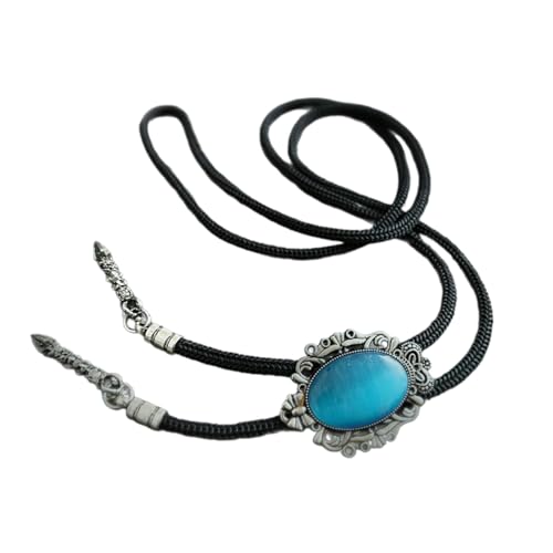 [Fpbiagoq] Unisex Vintage Boloti Western Verstellbares Geflochtenes Seil Hals Antik Stein Schmuck Feder Anhänger Western Halskette Western Halskette von Fpbiagoq