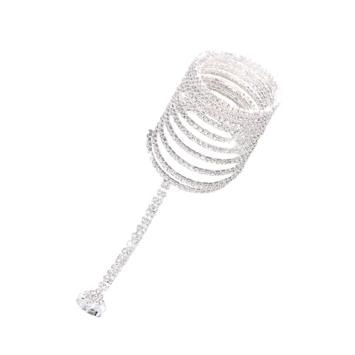 [Fpbiagoq] Verstellbarer Damen-Armreif mit Strasssteinen, Spirale, Kristall, Stretch-Armreif für Hochzeit, Club, Strand, verstellbare Spule von Fpbiagoq