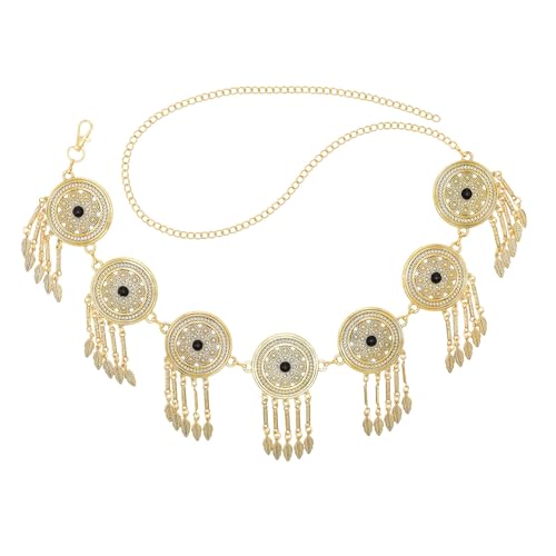 Körperkette mit verstellbarer Länge, Retro-Stil, Blattquaste, Taillenkette, Schmuck, Metall, runde Details, für den täglichen Gebrauch, Partygürtel für Damen Körperkette mit verstellbarer Länge, Retro-Stil, Blattquaste, Taillenkette, Schmuck, Metall, runde Details, für den täglichen Gebrauch, Partygürtel für Damen von Fpbiagoq