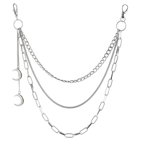 Punk-Jeans-Hosenkette, mehrschichtige Kette, Mond-Anhänger, Taillen-Geldbörse, Schmuck, kantiger Gürtel, Hose, Zubehör für Tänzer Punk-Jeans-Hosenkette, mehrschichtige Kette, Mond-Anhänger, Taillen-Geldbörse, Schmuck, kantiger Gürtel, Hose, Zubehör für Tänzer von Fpbiagoq
