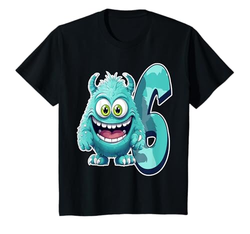 Kinder-Monster-Design – Sechs Jahre – 6. Geburtstag Monster T-Shirt Kinder-Monster-Design – Sechs Jahre – 6. Geburtstag Monster T-Shirt von Fr Birthday Gifts For Little Monsters