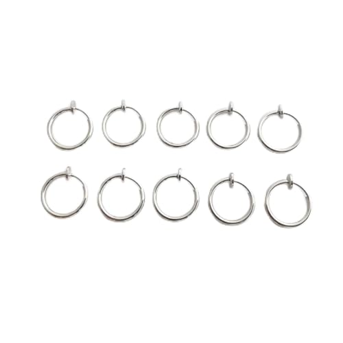 Ohrclips Mädchen Edelstahl einziehbarer Clip auf Ohrringe Nicht Piercing Gefälschte Reifen Ohrringe for Frauen Mädchen ohne Ohrlöcher Clip Manschetten Ohrclips Silber (Style : 10 pcs silver) von FrEshn