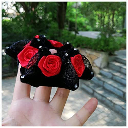 Stirnband Damen 1 stück haarschmuck frauen mode stil große rose blume kristall strass haar bands elastische haar seil ring for mädchen Stirnband Damen Winter (Size : Style 01) von FrEshn