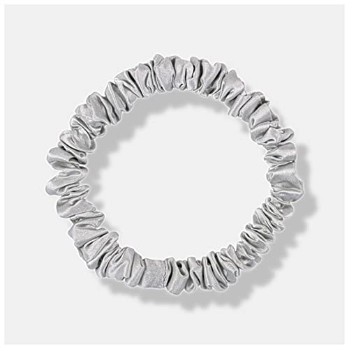 Stirnband Damen 100% echte seide frauen massiv scrunchie elastische haar bands 1 cm niedliche haare krawatten mädchen haarschmuck kopf band kopfkleid Stirnband Damen Winter (Color : Silver grey, Siz von FrEshn