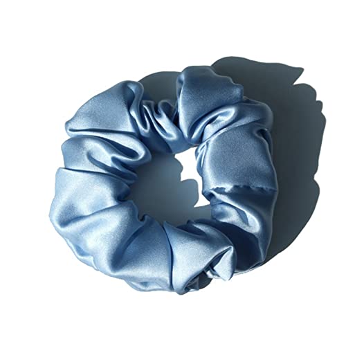 Stirnband Damen 100% reine Seide Große Scrunchies Seile Haarbänder Krawatten Elastics Pferdeschwanzhalter for Frauen Mädchen Zubehör 19 Momme 3,5 cm Stirnband Damen Winter (Size : 16 Baby Blue) von FrEshn