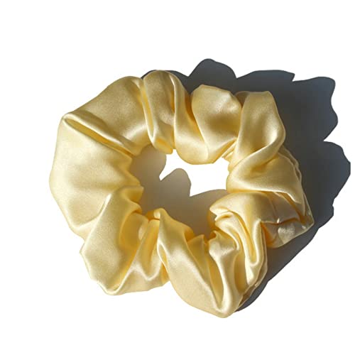 Stirnband Damen 100% reine Seide Große Scrunchies Seile Haarbänder Krawatten Elastics Pferdeschwanzhalter for Frauen Mädchen Zubehör 19 Momme 3,5 cm Stirnband Damen Winter (Size : 24 Light Yellow) von FrEshn