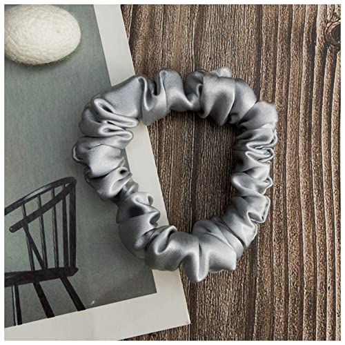 Stirnband Damen 100% reine Seidenhaar-Bügel-Krawatten-Seile Bands skirschige Gummiziten Pferdeschwanzhalter for Frauen Mädchen Haarschmuck Stirnband Damen Winter (Size : Silver 1.5cm) von FrEshn