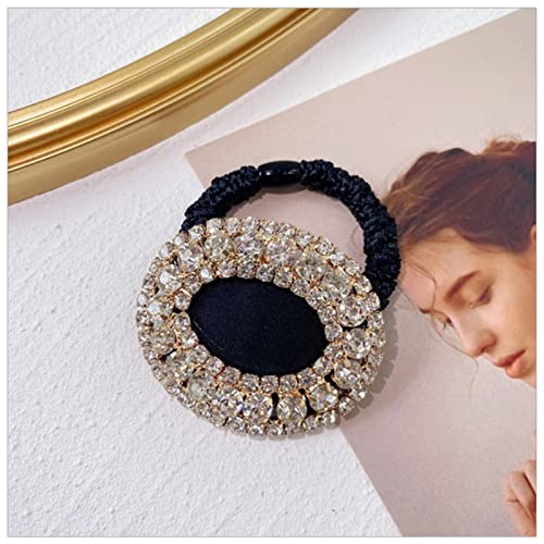 Stirnband Damen Barock Vollrhinestone Haar Krawatten Mode-Accessoires Frauen Strass Runde Gummiband Pferdeschwanz Hair Seil Elastische Scrunchies Stirnband Damen Winter (Size : Oval) von FrEshn