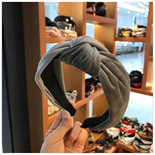 Stirnband Damen Boutique Hair Accessoires frauen samt mittel geknückte breite seite stirnband mode wild haarband waschen sport haarreifen heodebekleidung Gesichtswaschstirnband (Size : Gray) von FrEshn