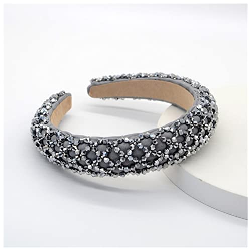 Stirnband Damen Bunte Bling Bling Strass Stirnbänder for Damen Luxus Glänzend Gepolsterte Diamant Kristall Haarbänder Party Haarschmuck Gesichtswaschstirnband (Size : C-silver) von FrEshn