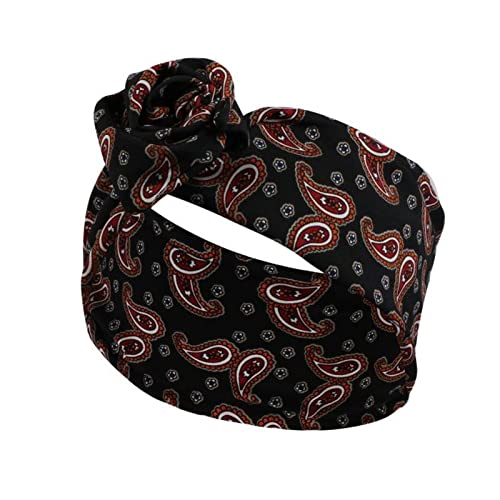 Stirnband Damen Gedrucktes Drahthaarband Yoga Haarbandkopfband. Schweiß absorbierende Band Anti-Sweat-Frauen breite Bleidschal-Kopfschmuck Gesichtswaschstirnband (Size : Amoeba black) von FrEshn