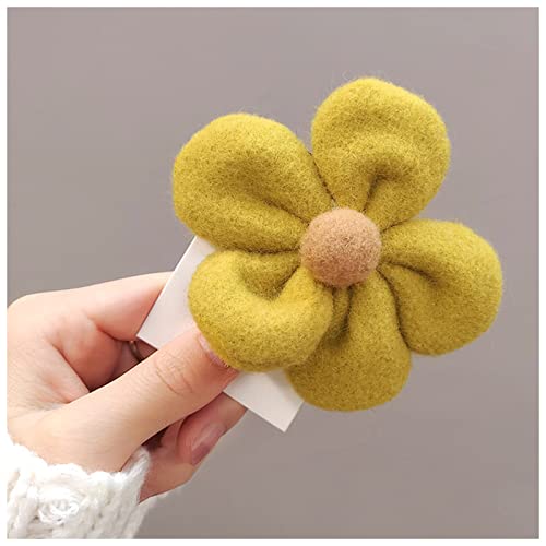 Stirnband Damen Hohe elastische Haarband Plüsch Blume Haarspange Haar Krawatte Pferdeschwanzhalter Dame Haarkruste Mädchen Süße Beliebte Haarschmuck Stirnband Damen Winter (Size : Yellow hair clip) von FrEshn