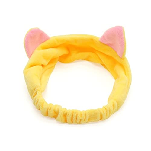 Stirnband Damen Mehrere Stile Nette elastische Katzenohren Stirnbänder for Frauen Mädchen Makeup Gesicht Waschen Stirnband Hairdo Headwrap Haar Zubehör Gesichtswaschstirnband (Size : TS6-yellow) von FrEshn