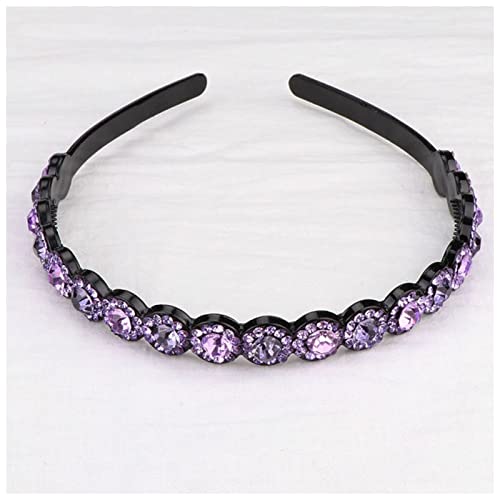 Stirnband Damen Mode Wild Pearl Luxuriöse Strass Clip Stirnband Haarband for Frauen Mädchen Haarschmuck Headwear Gesichtswaschstirnband (Size : Lavender) von FrEshn