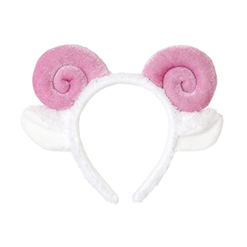 Stirnband Damen Niedliche Schaf Horn Lamm Ohr Weiche Fleece Frauen Stirnband Makeup Kopf Haarband zum Waschen Gesicht Dusche Spa Weihnachtsgeschenk Gesichtswaschstirnband (Size : 3) von FrEshn