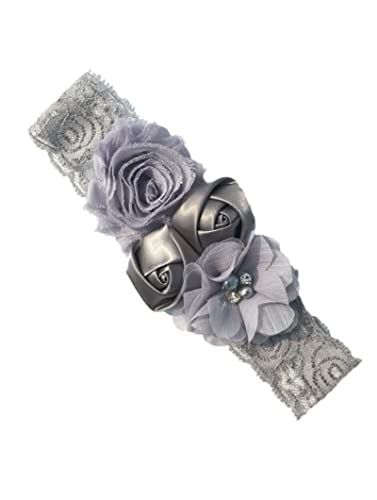 Stirnband Damen Stirnband Rose Elastische Haarband Chiffon Blume Strass Spitze Stirnbänder Mädchen Haarschmuck Headwear Gesichtswaschstirnband (Color : 8 gray, Size : Size fits all) von FrEshn