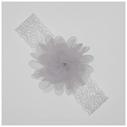 Stirnband Damen Stirnband chiffon blume elastische spitze haarband infant stirnbänder for mädchen headwear mädchen haar zubehör Gesichtswaschstirnband (Color : White, Size : Size fits all) von FrEshn