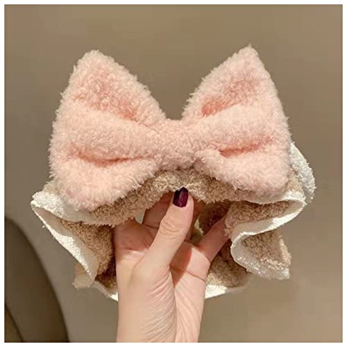 Stirnband Damen Waschen von Gesicht Haarhalter Haarbänder Weiche Warme Korallen Fleece Bogen Tierohren Stirnband for Frauen Mädchen Turban Mode Haarschmuck Gesichtswaschstirnband (Color : Pink bow 2 von FrEshn