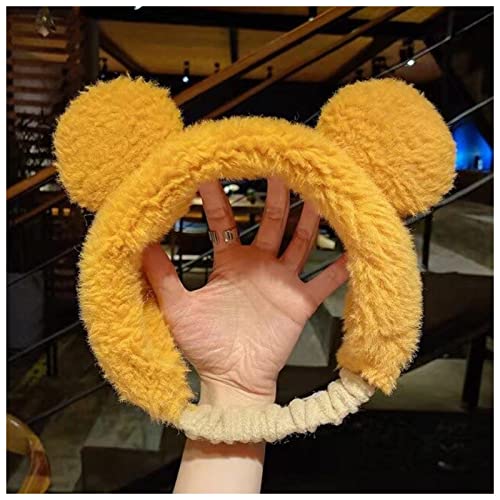 Stirnband Damen Waschen von Gesicht Haarhalter Haarbänder Weiche Warme Korallen Fleece Bogen Tierohren Stirnband for Frauen Mädchen Turban Mode Haarschmuck Gesichtswaschstirnband (Color : Yellow bear von FrEshn