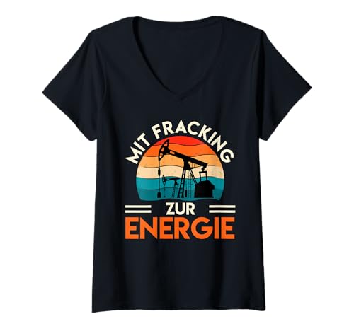 Damen Erdöl MIT FRACKING ZUR ENERGIE Retro Lustig Fracking T-Shirt mit V-Ausschnitt Damen Erdöl MIT FRACKING ZUR ENERGIE Retro Lustig Fracking T-Shirt mit V-Ausschnitt von Fracking Shirt Aktivist Erdöl Förderung Erdgas