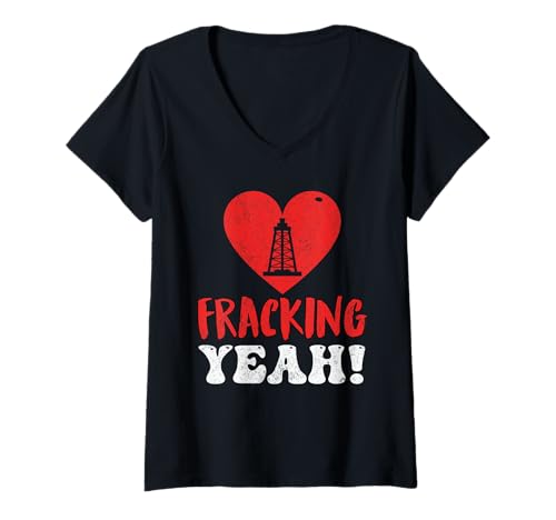 Damen Förderung FRACKING YEAH Lustig Fracking T-Shirt mit V-Ausschnitt Damen Förderung FRACKING YEAH Lustig Fracking T-Shirt mit V-Ausschnitt von Fracking Shirt Aktivist Erdöl Förderung Erdgas