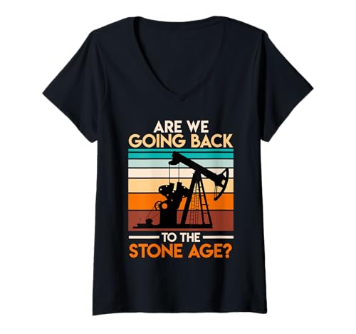 Damen Fracking ARE WE GOING BACK TO STONE AGE? Lustig Aktivisten T-Shirt mit V-Ausschnitt Damen Fracking ARE WE GOING BACK TO STONE AGE? Lustig Aktivisten T-Shirt mit V-Ausschnitt von Fracking Shirt Aktivist Erdöl Förderung Erdgas