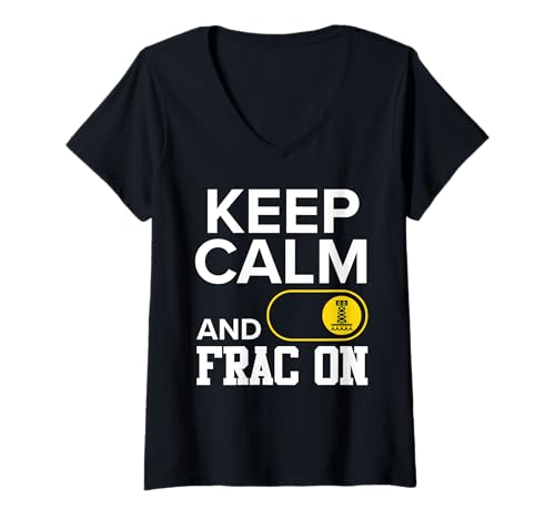 Damen Fracking BOHR WEITER UND BLEIB RUHIG Lustig Aktivisten T-Shirt mit V-Ausschnitt Damen Fracking BOHR WEITER UND BLEIB RUHIG Lustig Aktivisten T-Shirt mit V-Ausschnitt von Fracking Shirt Aktivist Erdöl Förderung Erdgas