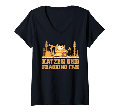 Damen Fracking I LOVE CATS AND FRACKING LUSTIG Fracking T-Shirt mit V-Ausschnitt Damen Fracking I LOVE CATS AND FRACKING LUSTIG Fracking T-Shirt mit V-Ausschnitt von Fracking Shirt Aktivist Erdöl Förderung Erdgas