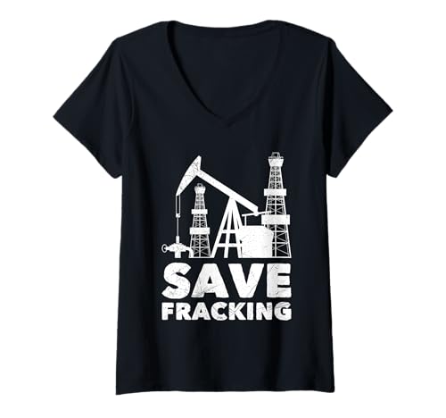 Damen Fracking SAVE FRACKING FUNNY Erdöl Gewinnung T-Shirt mit V-Ausschnitt Damen Fracking SAVE FRACKING FUNNY Erdöl Gewinnung T-Shirt mit V-Ausschnitt von Fracking Shirt Aktivist Erdöl Förderung Erdgas