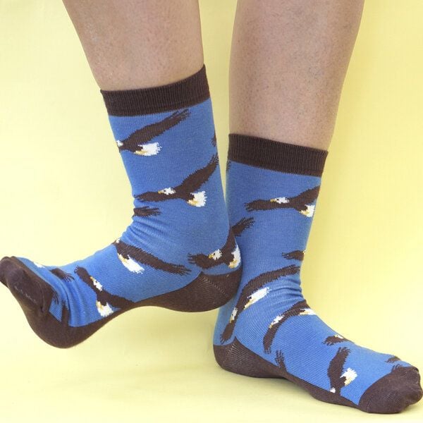 Fräulein Prusselise Adler Socke blau braun bunt gemustert von Fräulein Prusselise