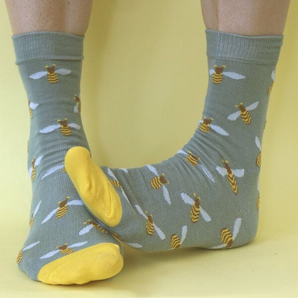 Fräulein Prusselise Biene Socke blau gelb bunt von Fräulein Prusselise