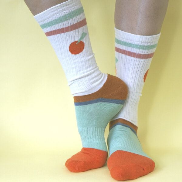 Fräulein Prusselise Sportsocke Apfel Tennissocke bunt und cool für Damen Herren und Kinder, bunt gemustert von Fräulein Prusselise