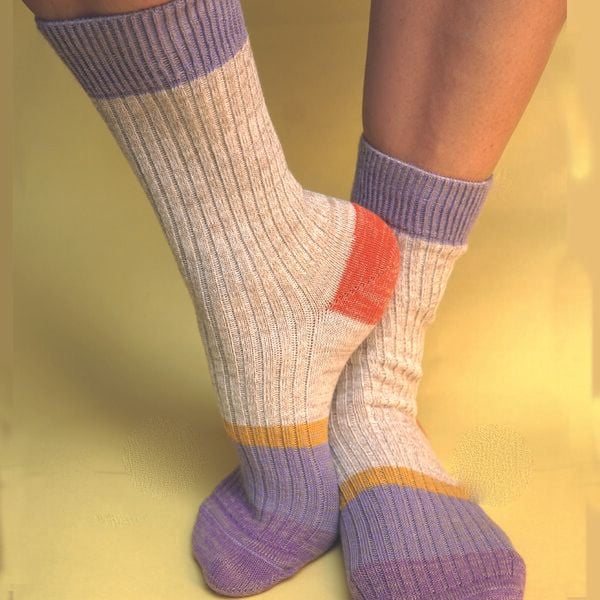 Fräulein Prusselise Wollfgang Socke beige bunt colourblock von Fräulein Prusselise