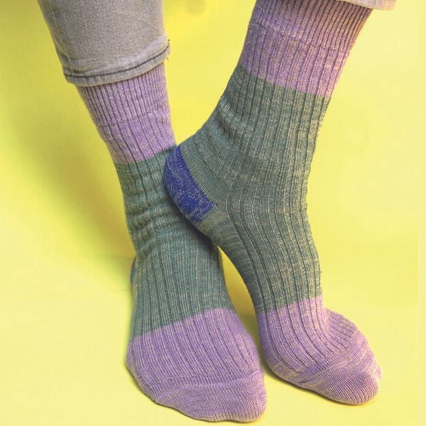 Fräulein Prusselise Wollfgang Socke grün bunt colourblock von Fräulein Prusselise