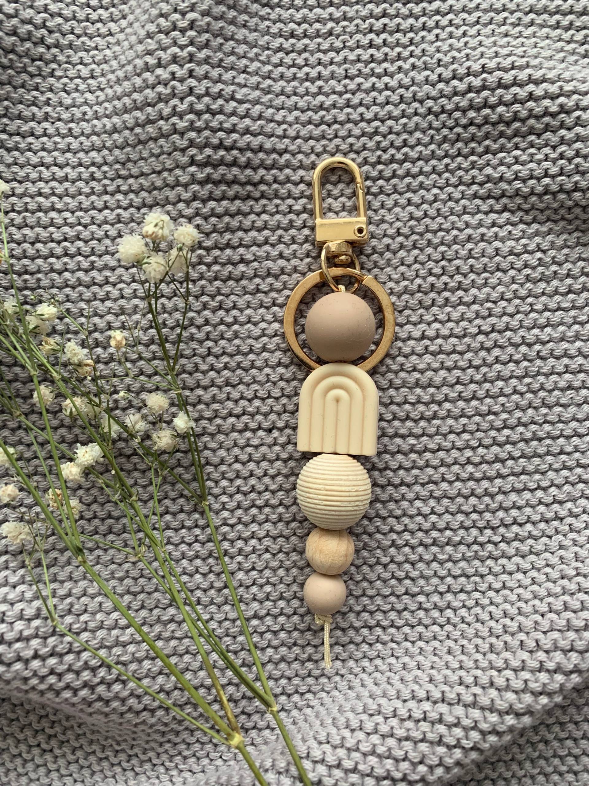 Schlüsselanhänger Regenbogen Beige/Gold Schlüsselanhänger Regenbogen Beige/Gold von FraeuleinBunterkunt
