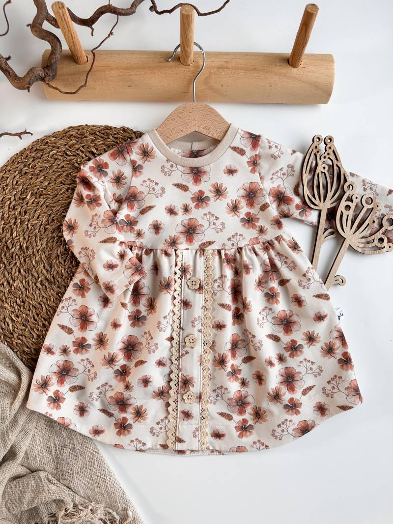 Kleid Mit Blumen Kinder Mädchen Spitze Herbstkleid Herbst Gr. 74 von FraeuleinGoldstueck