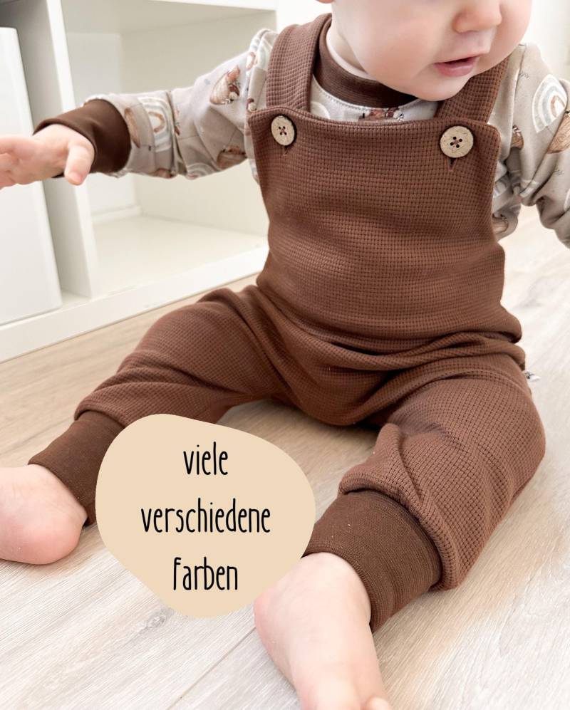 Latzhose Lang Baby Kinder Mädchen Kleinkind Waffeljersey Mitwachsend von FraeuleinGoldstueck