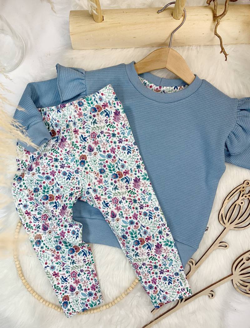 Leggings Pullover Kinder Set Hose Blumen Legging Oberteil Mädchen Fräulein Goldstück von FraeuleinGoldstueck