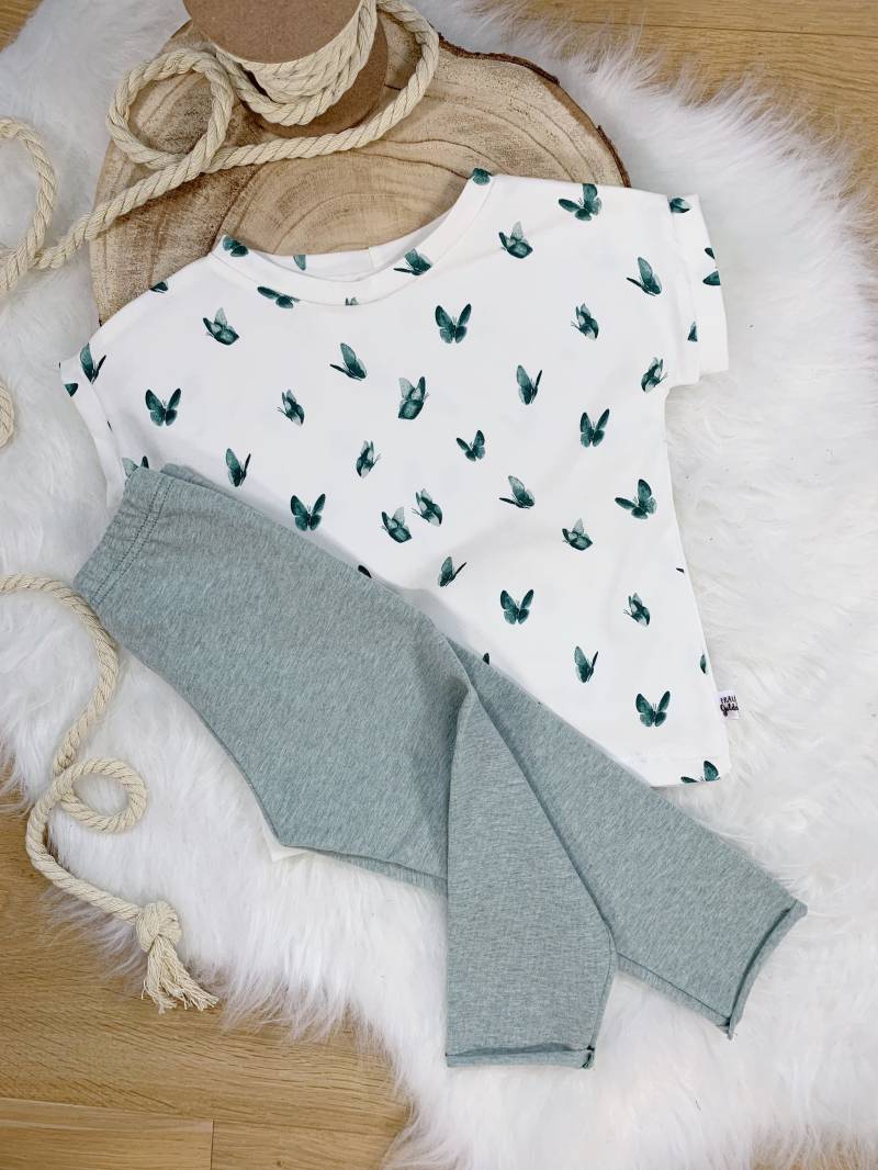 Set T-Shirt Leggings T Shirt Schmetterling Kinder Mädchen Sommer Outfit | Fräulein Goldstück von FraeuleinGoldstueck