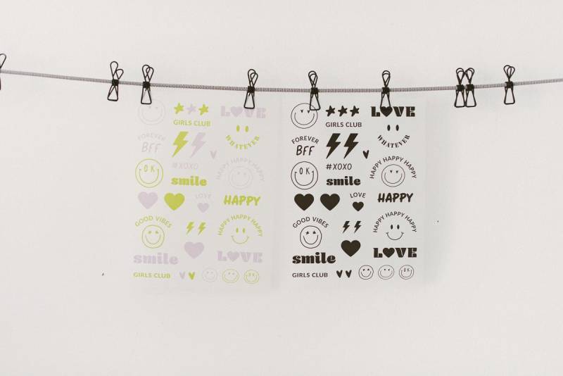 Bügelbilder Set Smiley - Neongelb/Flieder Bügelbilder Set Smiley - Neongelb/Flieder von FraeuleinKsagtJa