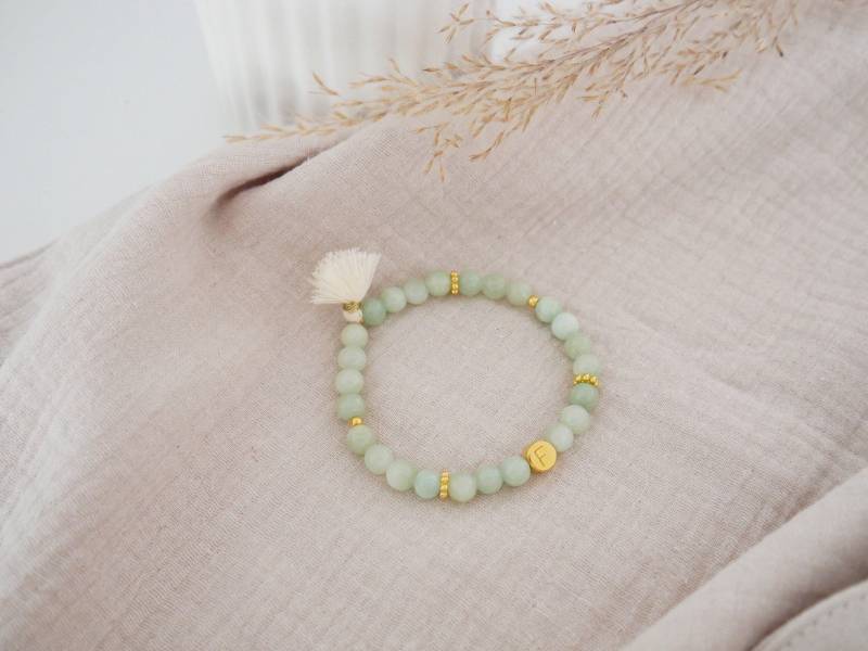 Naturstein Armband Mint Personalisierbar Mit Buchstabe, Name Naturstein Armband Mint Personalisierbar Mit Buchstabe, Name von FraeuleinLottiShop