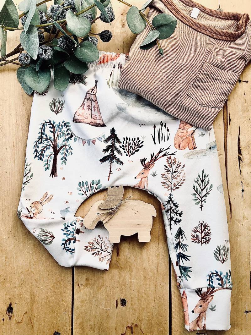 Slim Harempants „Tag Am See" Kinderhose Babyhose Waldtiere von FraeuleinPieksig