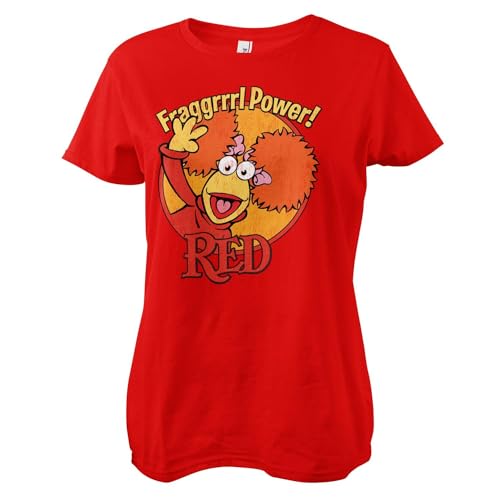 Fraggle Rock Offizielles Lizenzprodukt Red - Fragggrrrl Power Frauen T-Shirt (Rot), Large von Fraggle Rock